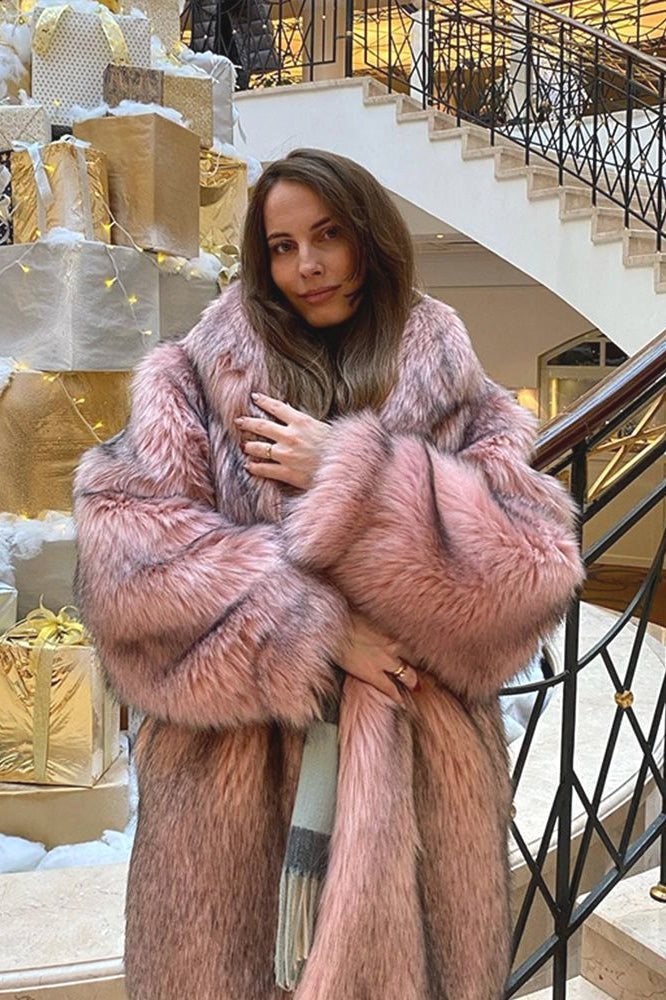 Kunstpelz Plüsch Warmer Mantel mit Offener Vorderseite