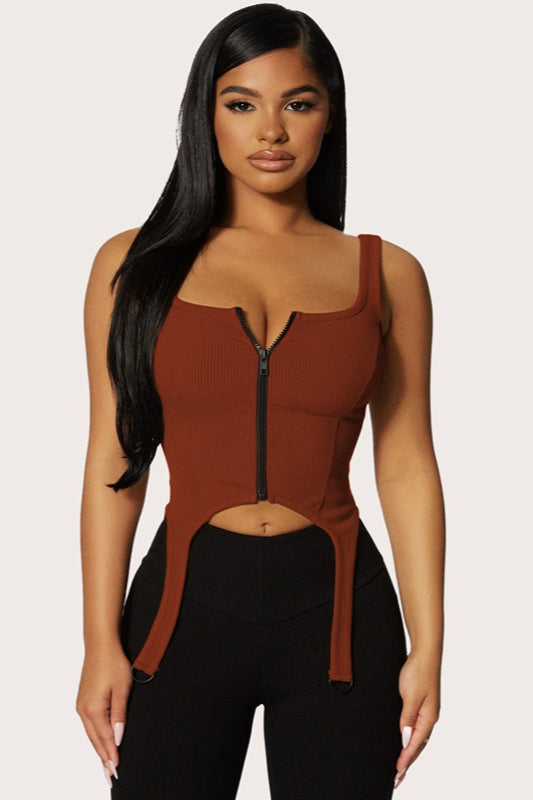 Strickoberteil mit U-Ausschnitt und Reißverschluss am Rücken