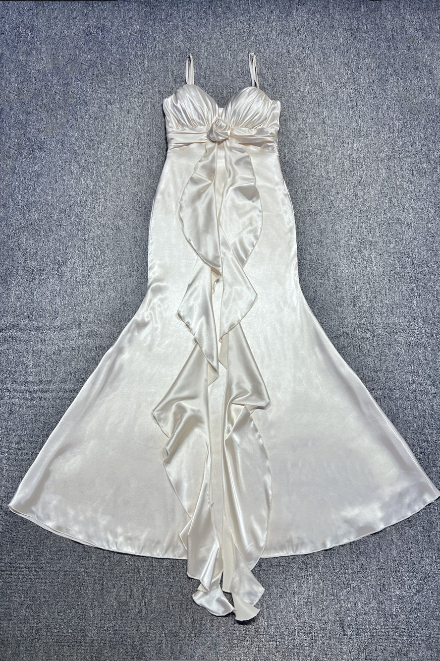 Sexy Neckholder-Kleid mit V-Ausschnitt, rückenfrei und mit Schärpe, Maxikleid