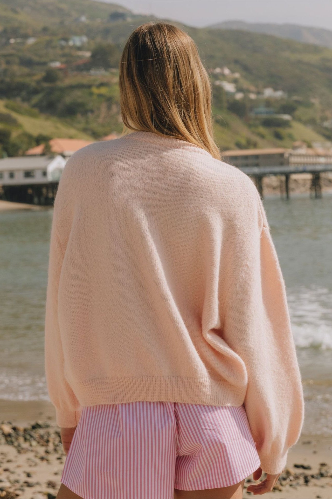 Cardigan tricoté à manches longues boutonné uni décontracté