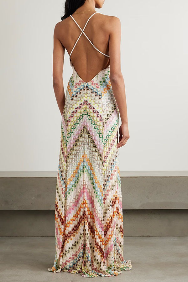 Placement Print Bodycon Boho Dress