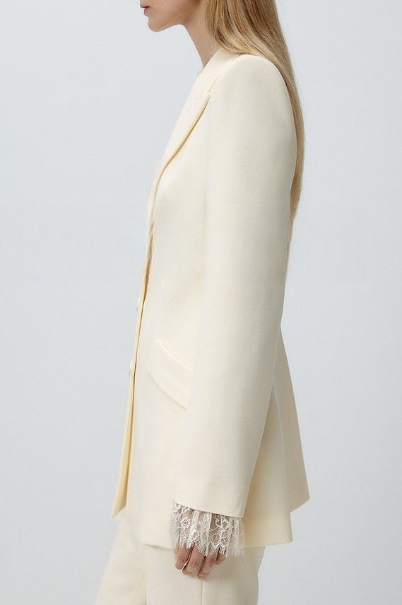 Beige Lace Waist Blazer
