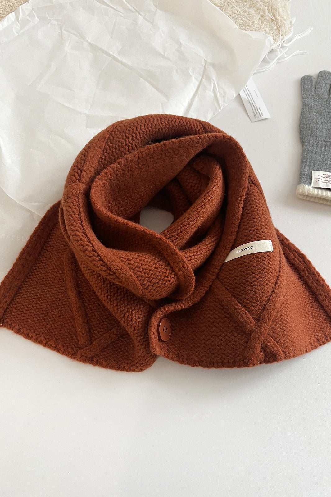 100% Wool Buttoned Convertible Scarf