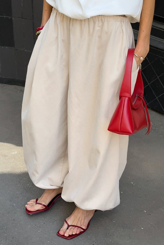 Pantalones casuales sueltos de algodón estilo farol urbano