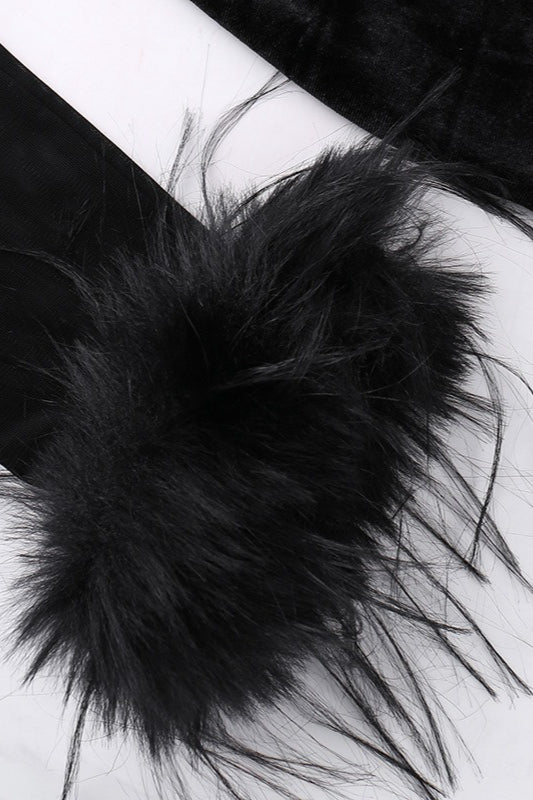 Strukturiertes Samt-Kuschel-Akzent-Kleid für den Abend