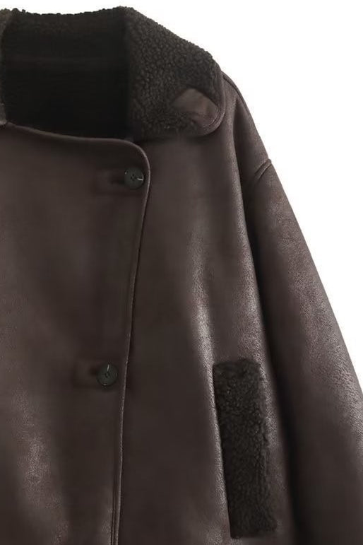 Chaqueta holgada forrada de piel sintética