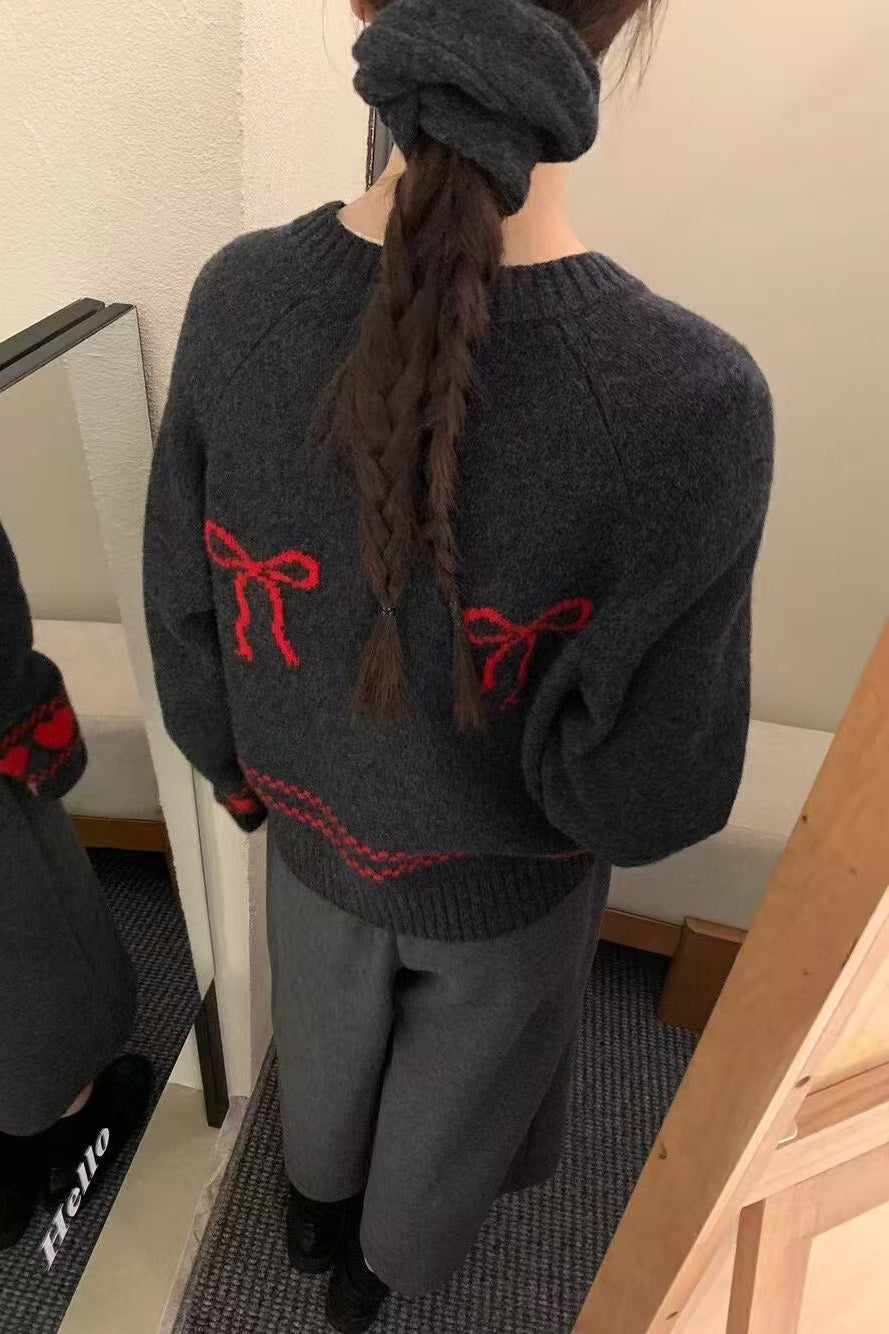 Volný střih kardigan s mašlí vpředu