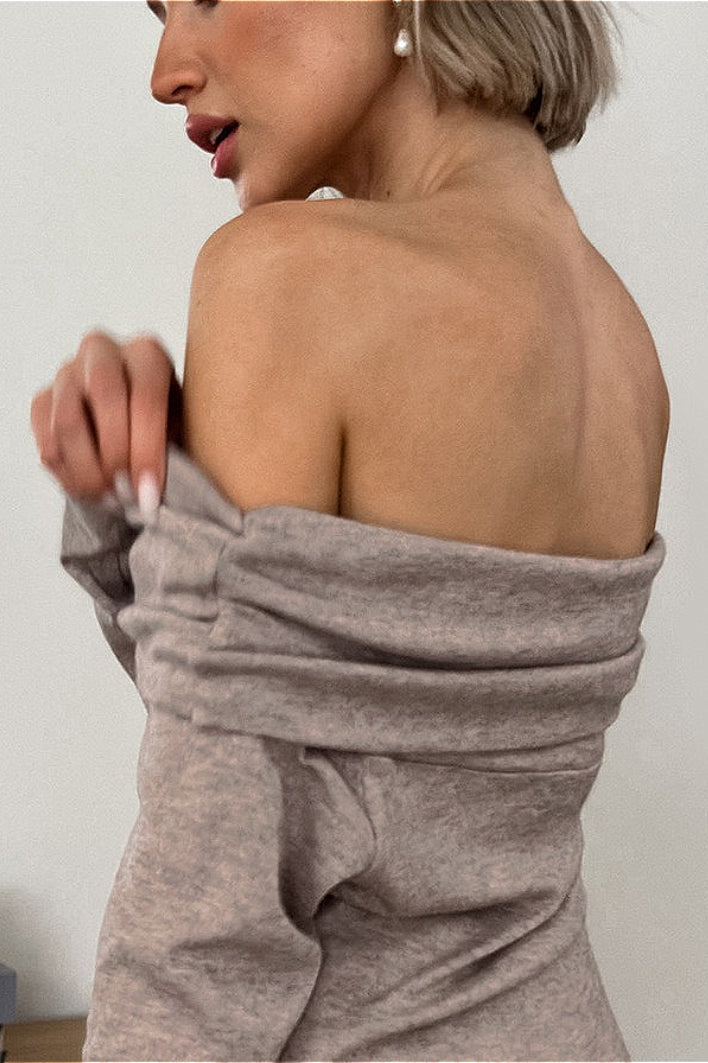 Soft Off-Shoulder Knit Solid Blouse