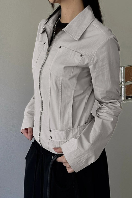 Veste utilitaire unie à fermeture éclair