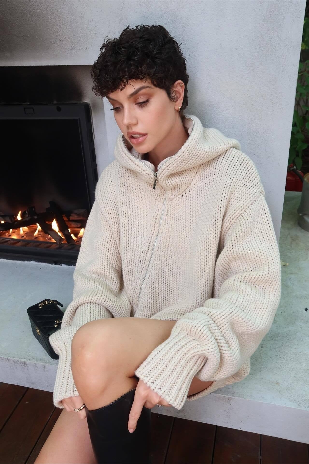 Maglione Vintage Asimmetrico con Cerniera, Tinta Unita, Morbido e Comodo