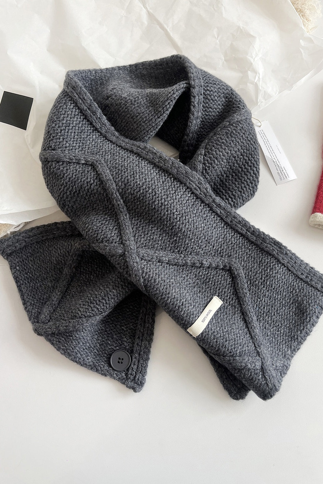 100% Wool Buttoned Convertible Scarf