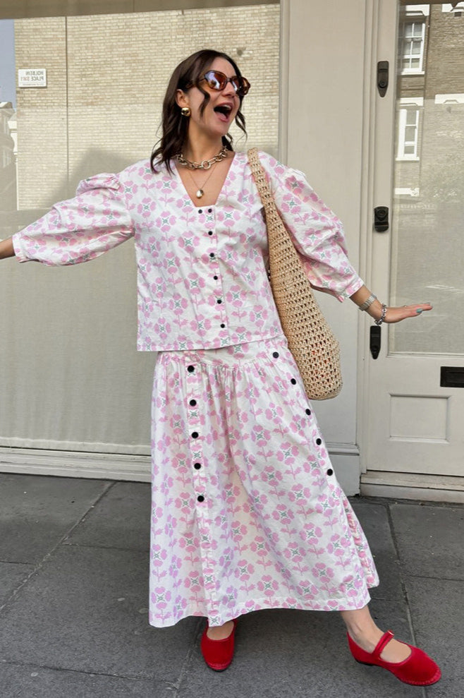 Printed Design Top A Line Two Piece Set