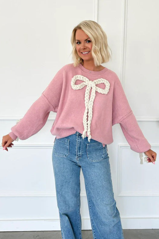 Sweat ample à panneaux avec nœud en relief 3D