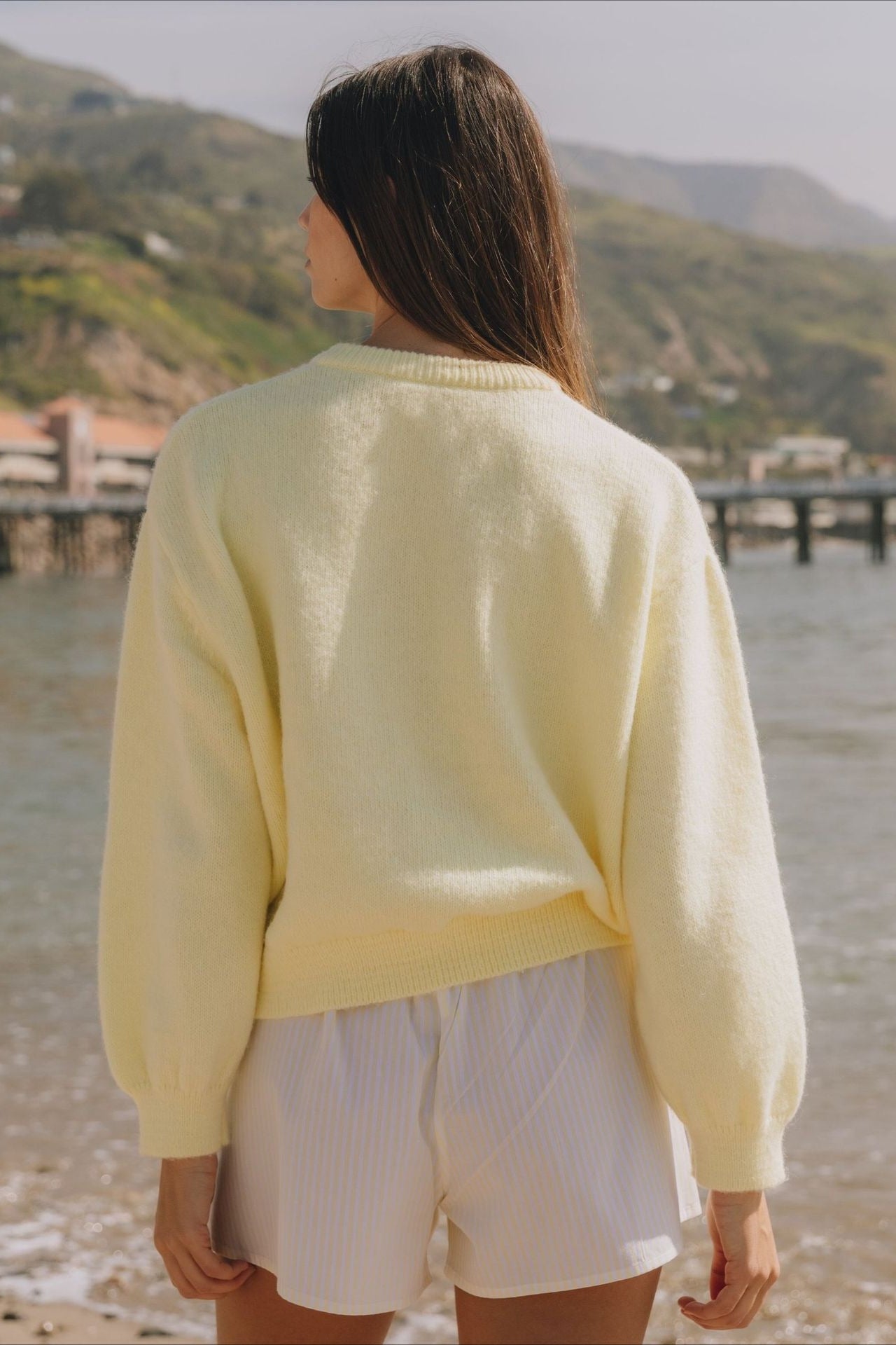 Cardigan tricoté à manches longues boutonné uni décontracté