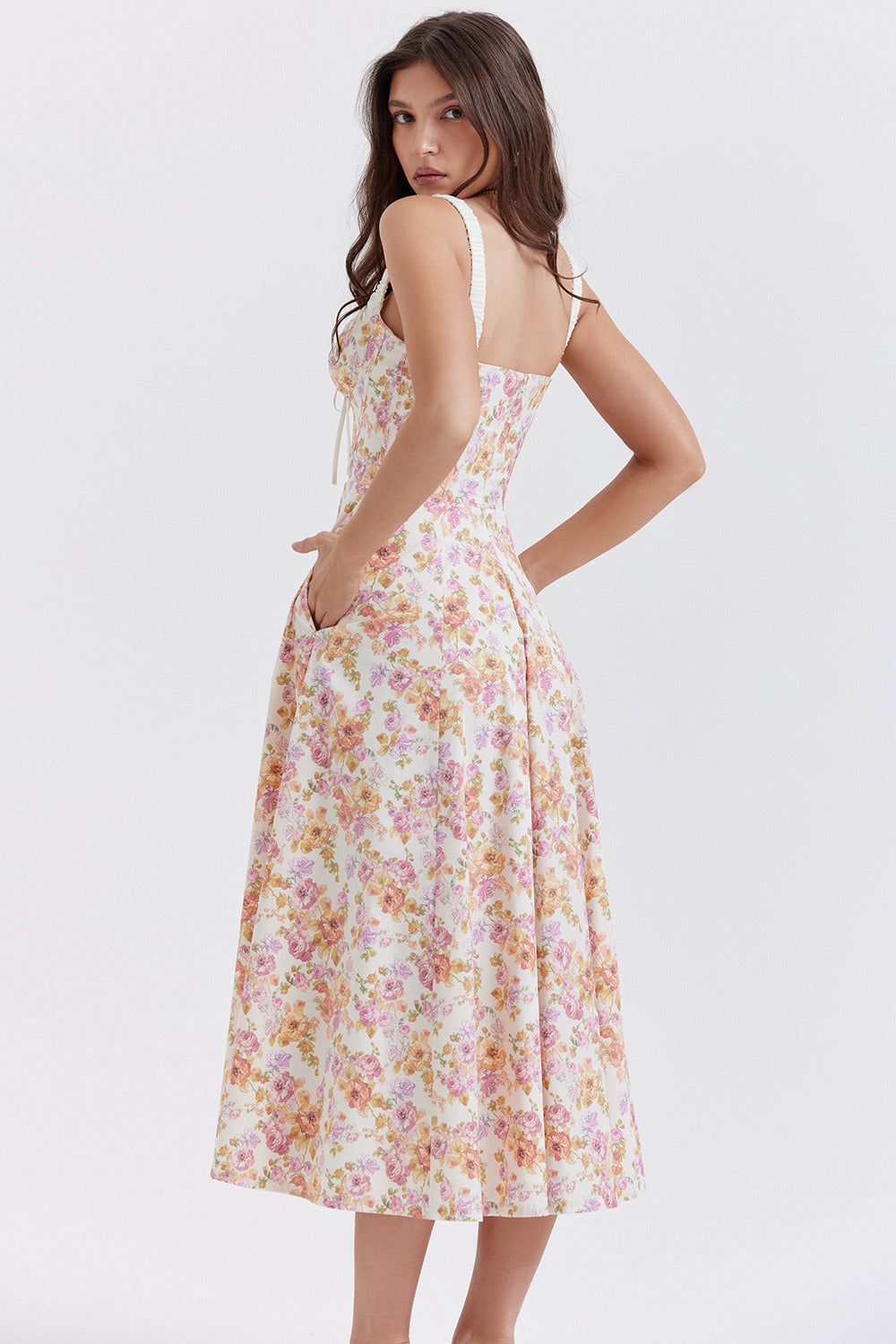 Cami-Schlitz Taillenbetontes Blumenkleid