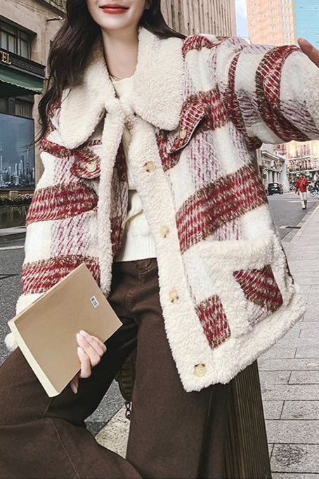 Karierte Sherpa-Jacke