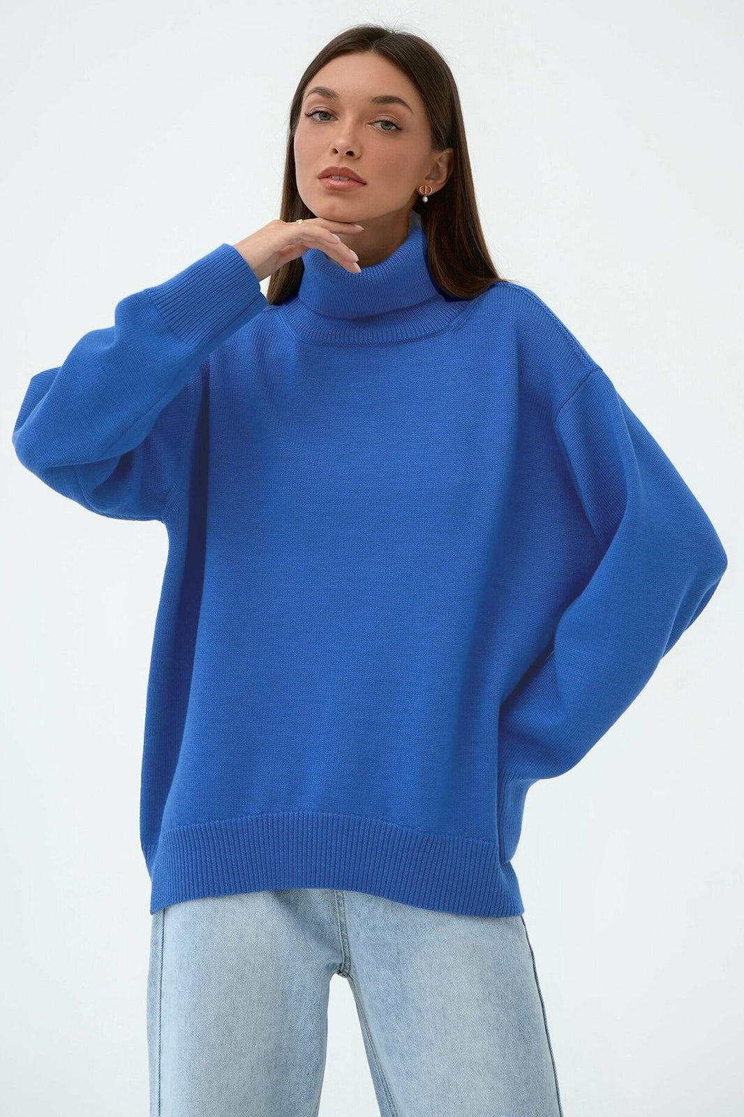 Rollkragen lockerer Strickpullover