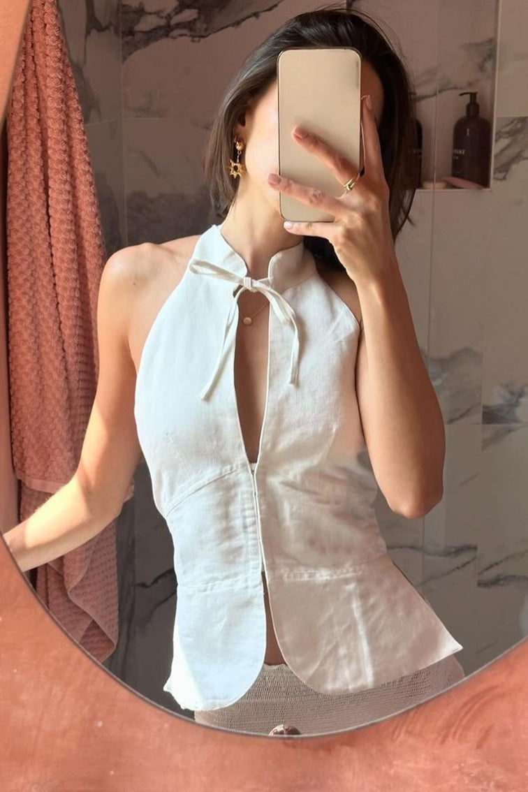 Vintage Krawattenhalter mit Peter-Pan-Kragen, schulterfreies Trägershirt