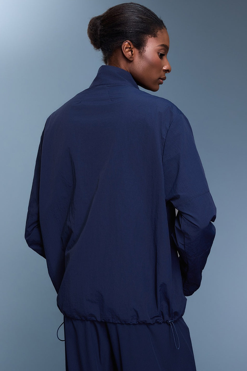 Sweat-shirt ample uni à demi-fermeture éclair sportif