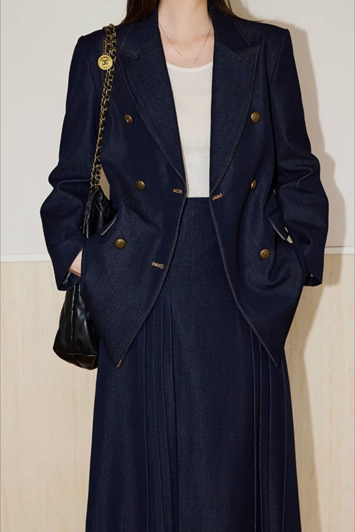 Blazer cruzado de sarga