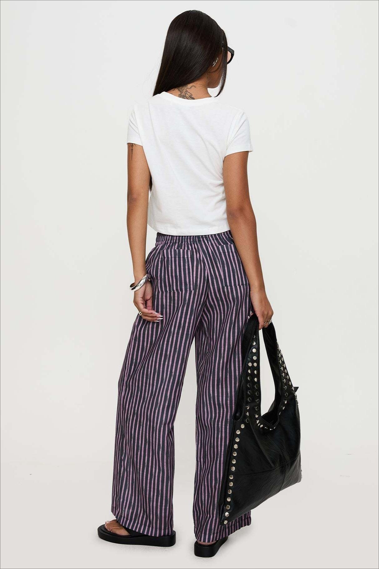 Colorblock Striped Wide-Leg Relaxed Pants