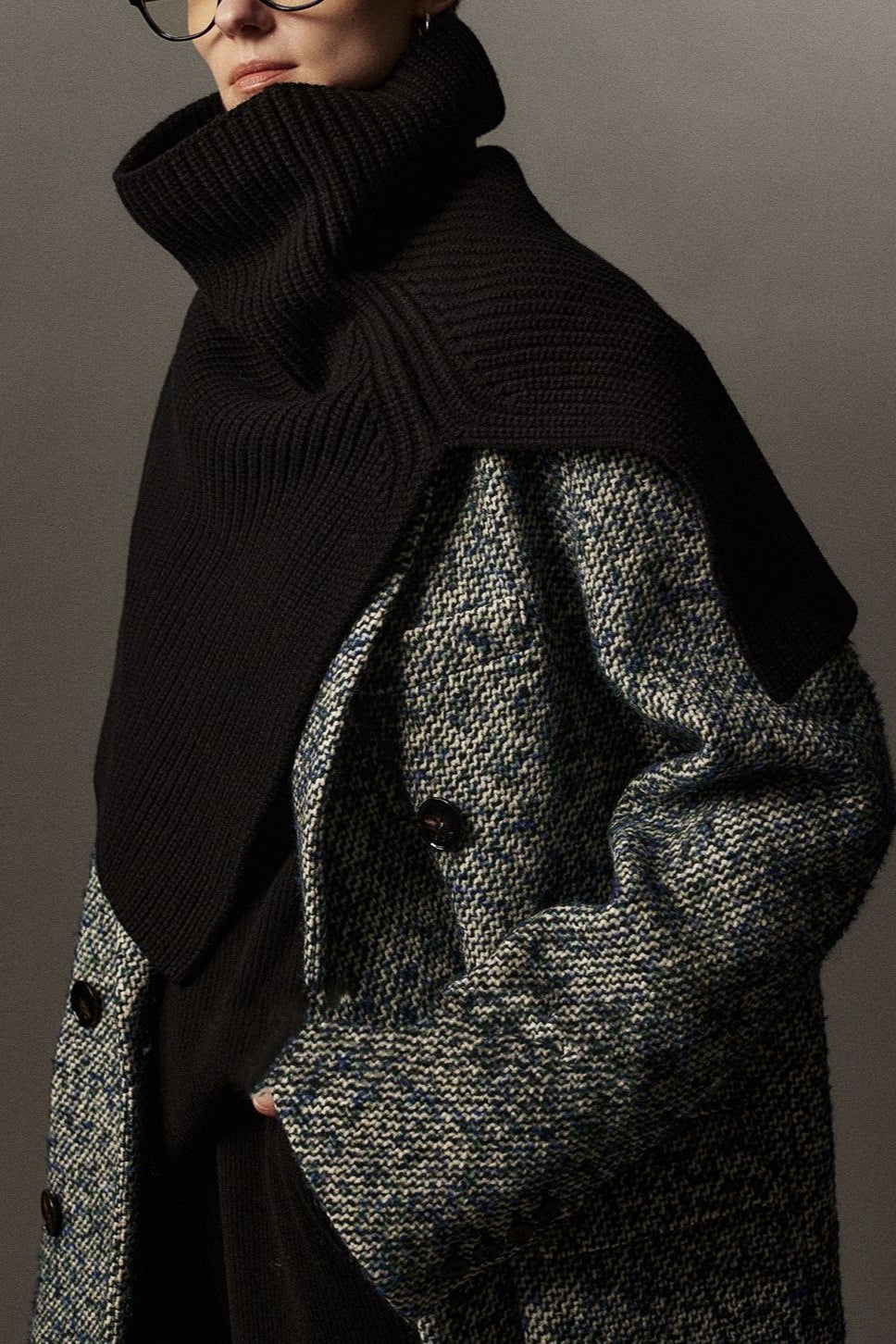 Super Fine Merino Knitted Turtleneck Split Scarf