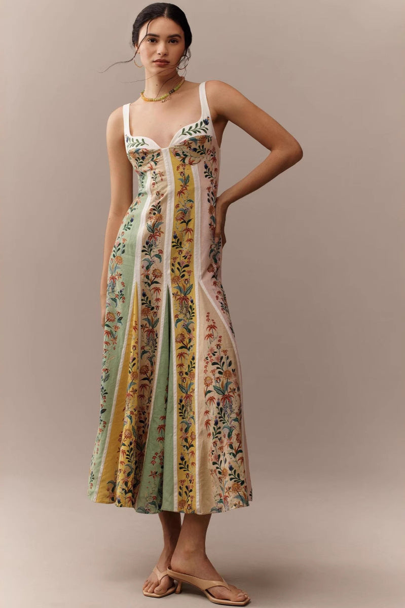 Halter Blumenmuster Boho Kleid