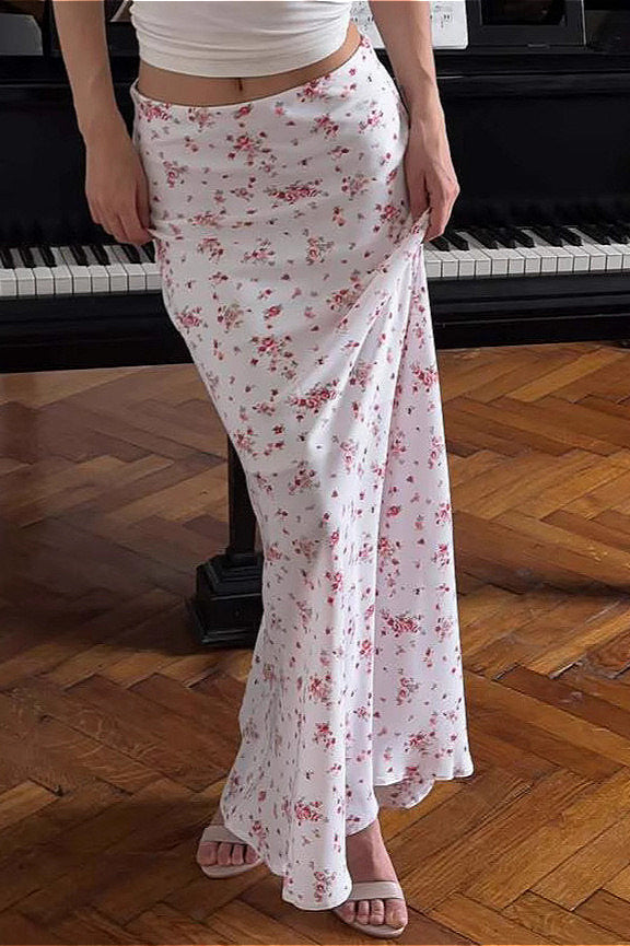 Floral Slim Mermaid Midi Skirt