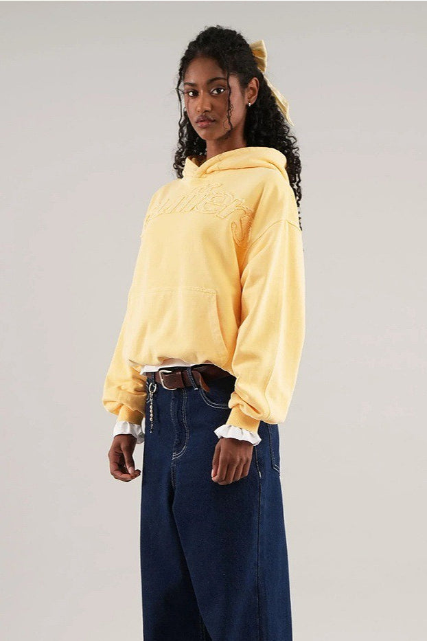 Sweat à capuche décontracté à manches longues avec lettres 3D en relief