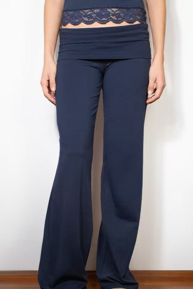 Solid Wing Sequin Embroidered Casual Pants