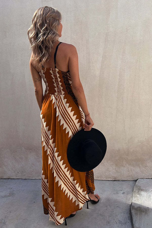 Vestido suelto con flores estilo bohemio