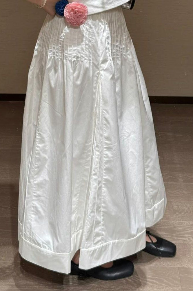 Gonna lunga bianca dolce a vita alta unica e giovanile