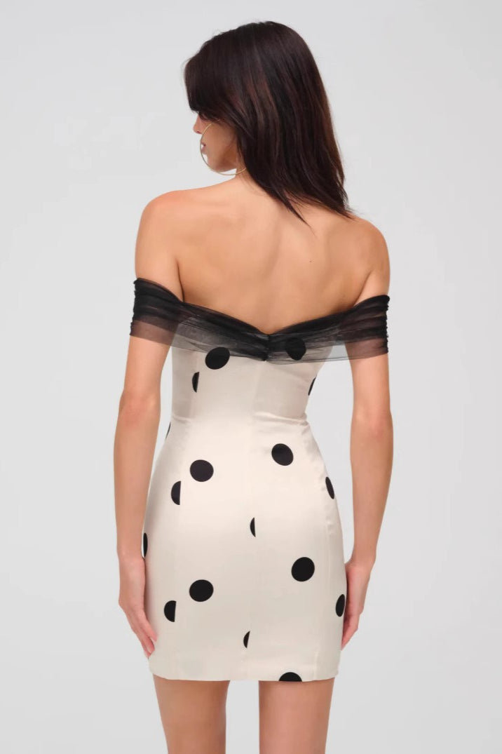 Verführerisches schulterfreies Netz-Bustier-Minikleid