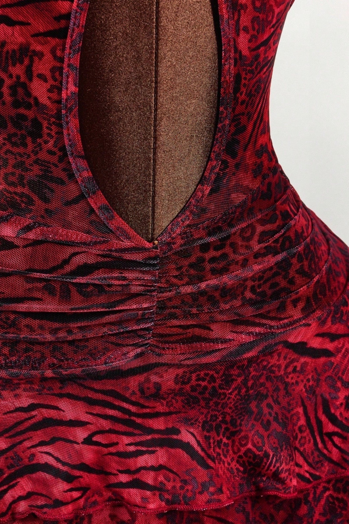 Leopard Print Sexy Halter Tie Tiered Mini Dress