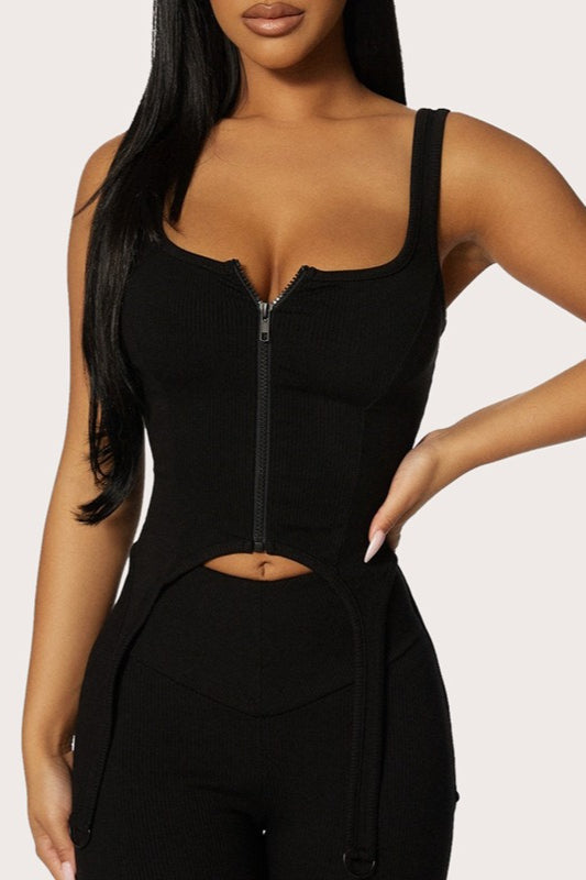 Strickoberteil mit U-Ausschnitt und Reißverschluss am Rücken