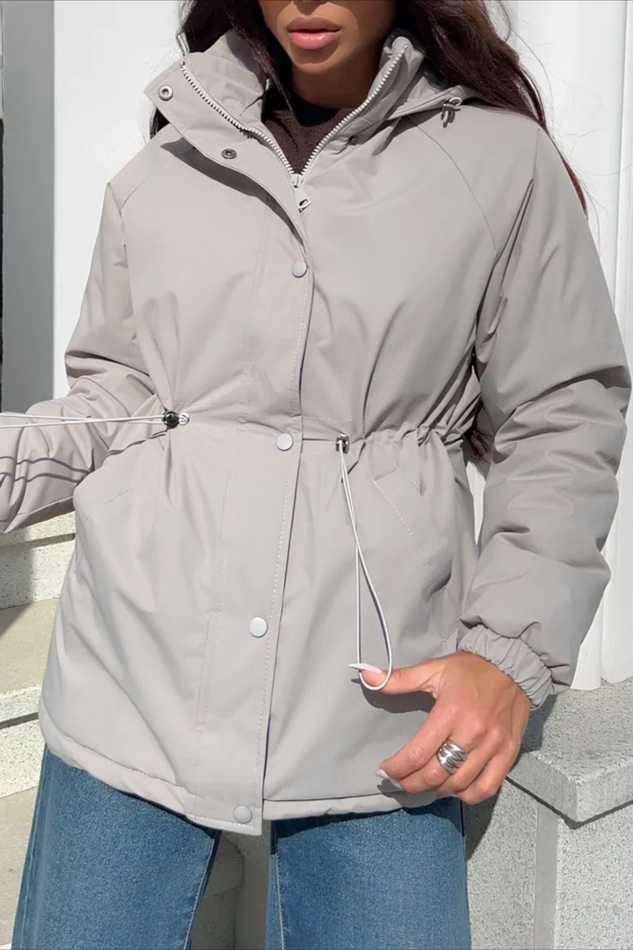 Jaqueta de Lazer para Esportes ao Ar Livre e Montanhismo com Cintura com Cordão