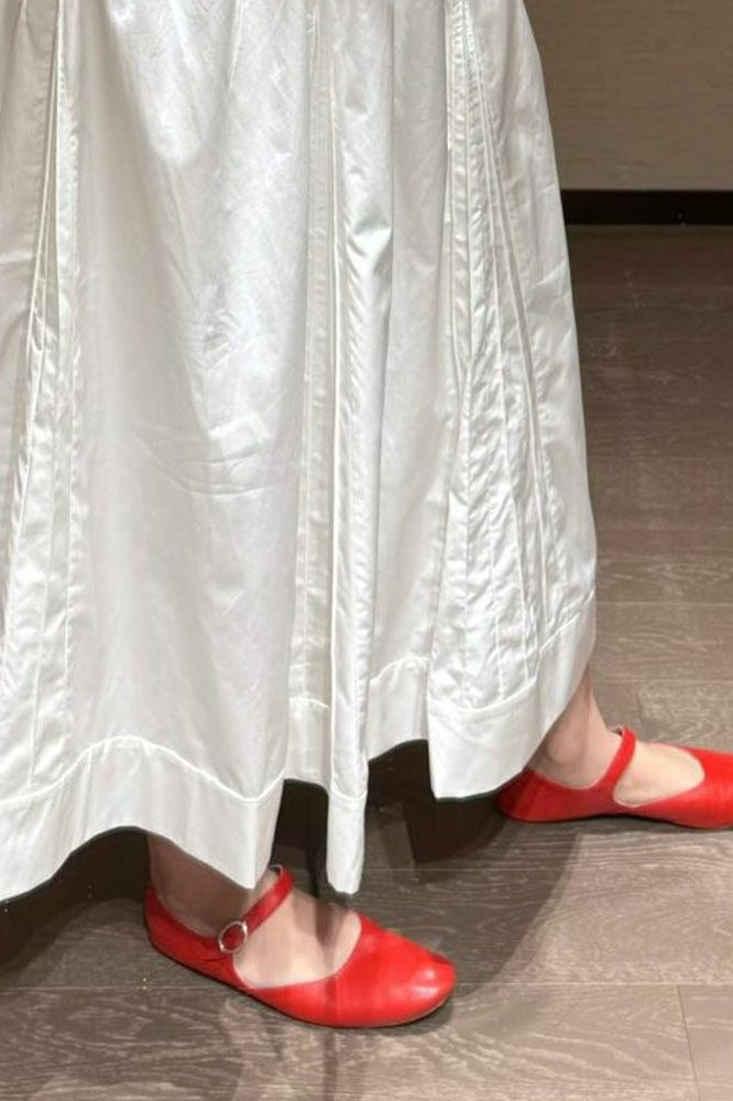 Gonna lunga bianca dolce a vita alta unica e giovanile