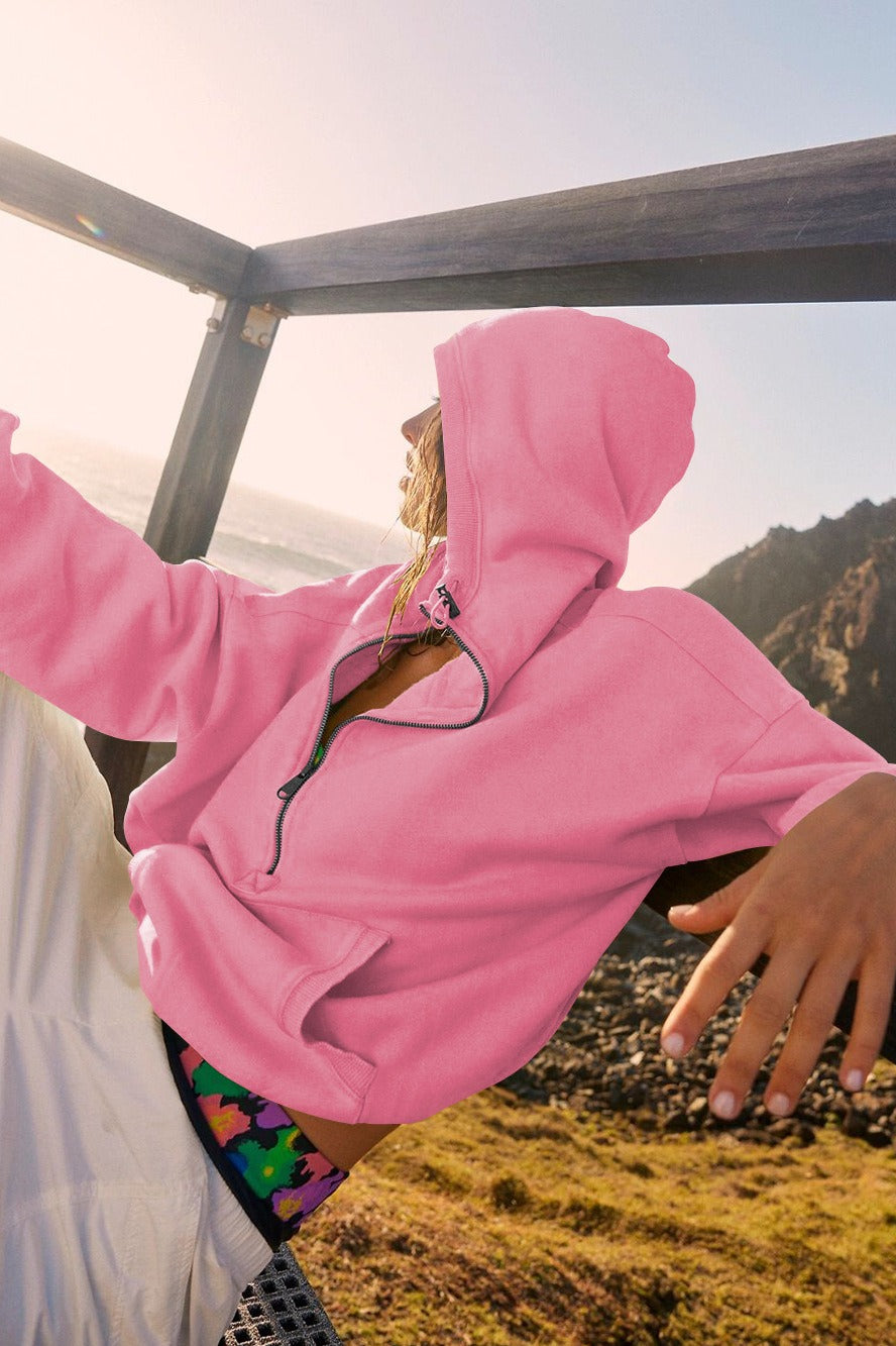 Sweat-shirt court uni à cordon de serrage sportif