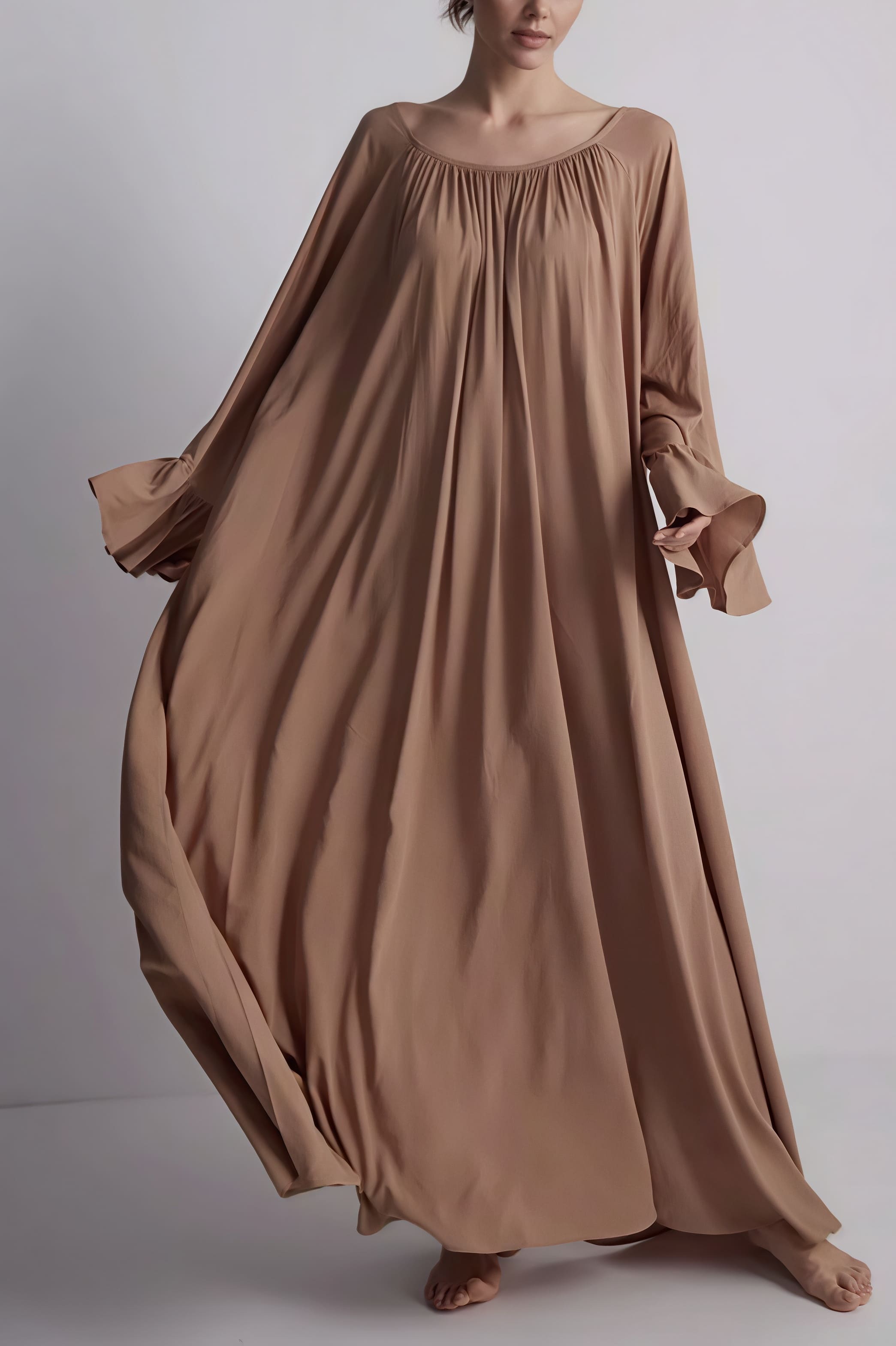 Robe longue ample à ourlet évasé lâche et solide