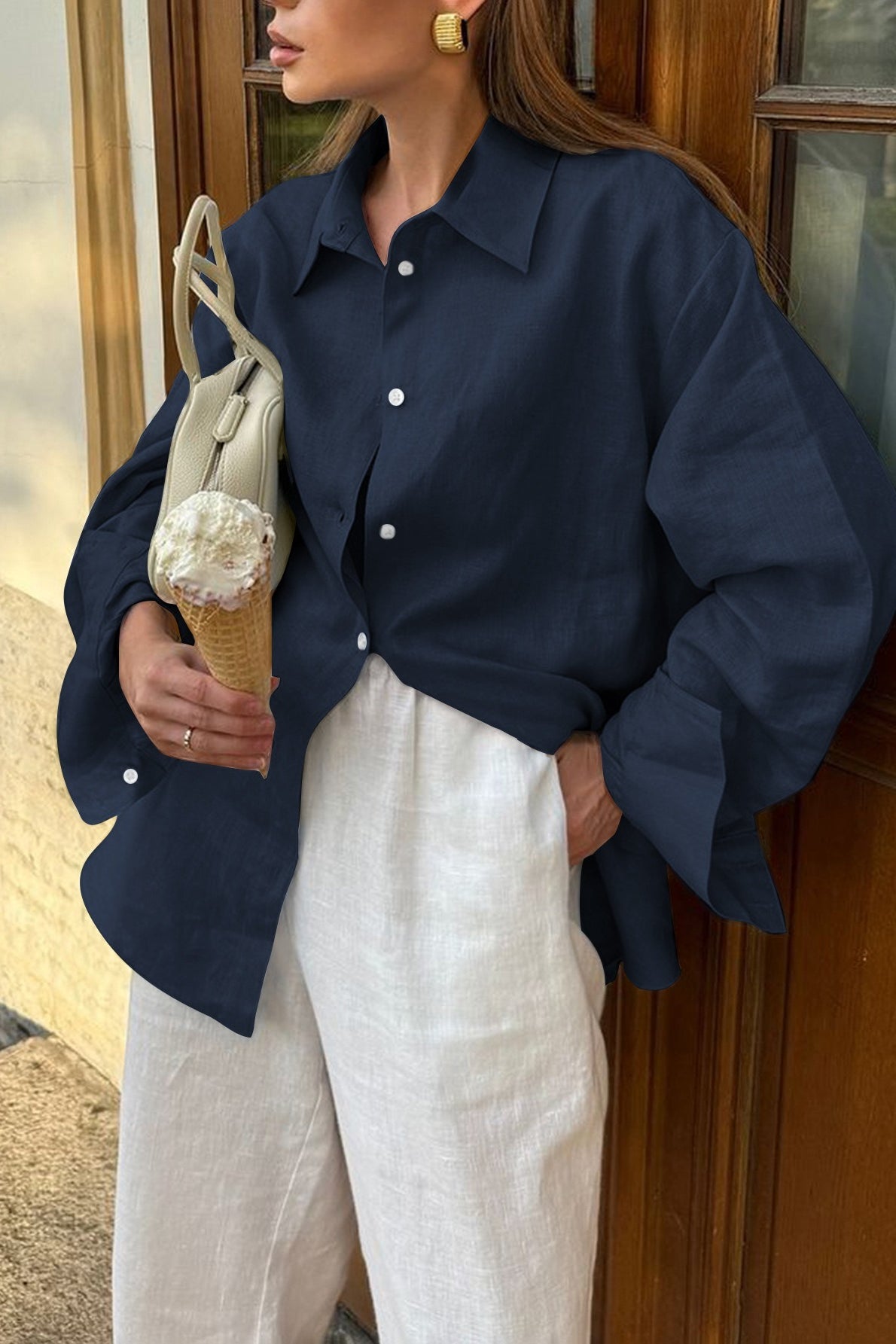 Blouse à manches longues style villégiature