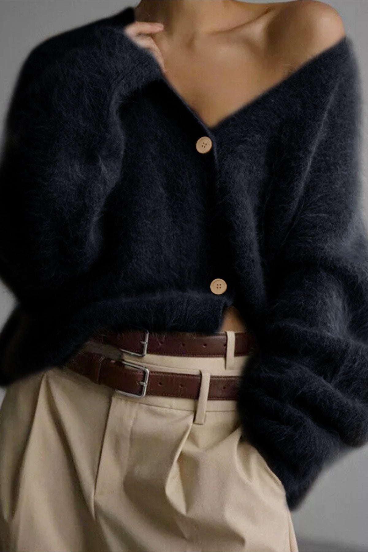 Cardigan à manches longues avec col en V et boutons