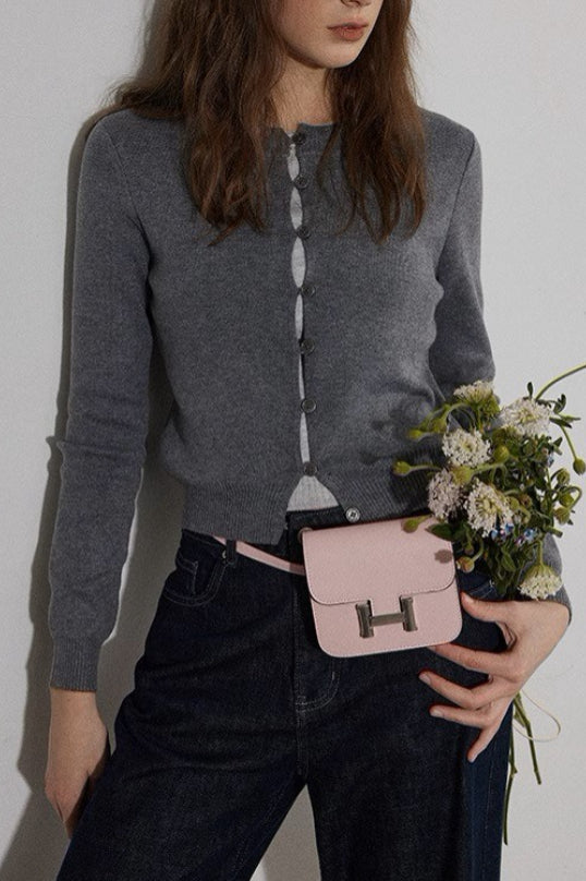 Farbblock Schein-Zweiteiler Strickjacke