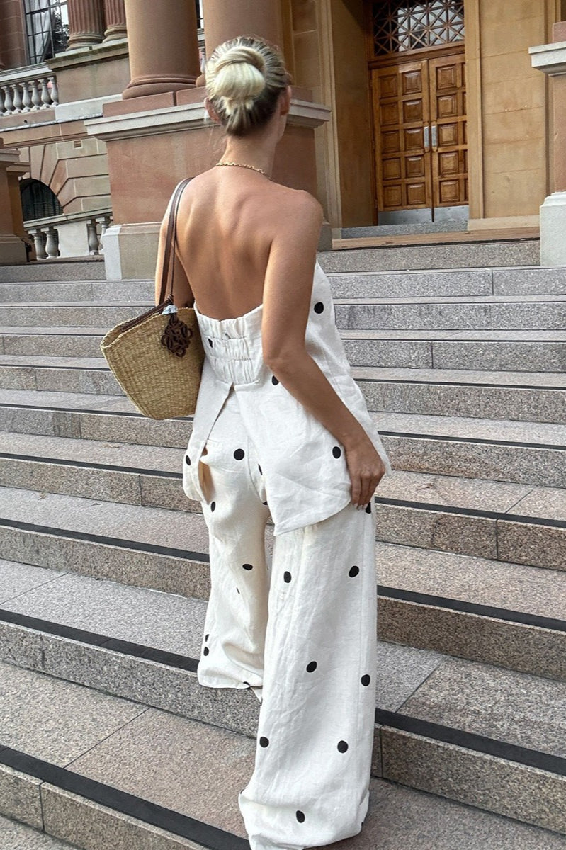 Ensemble deux pièces débardeur en coton à pois