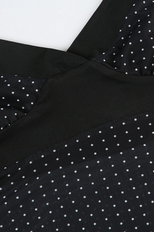 Durchscheinendes Neckholder-Bauchfreies Oberteil mit V-Ausschnitt und Tupfenmuster