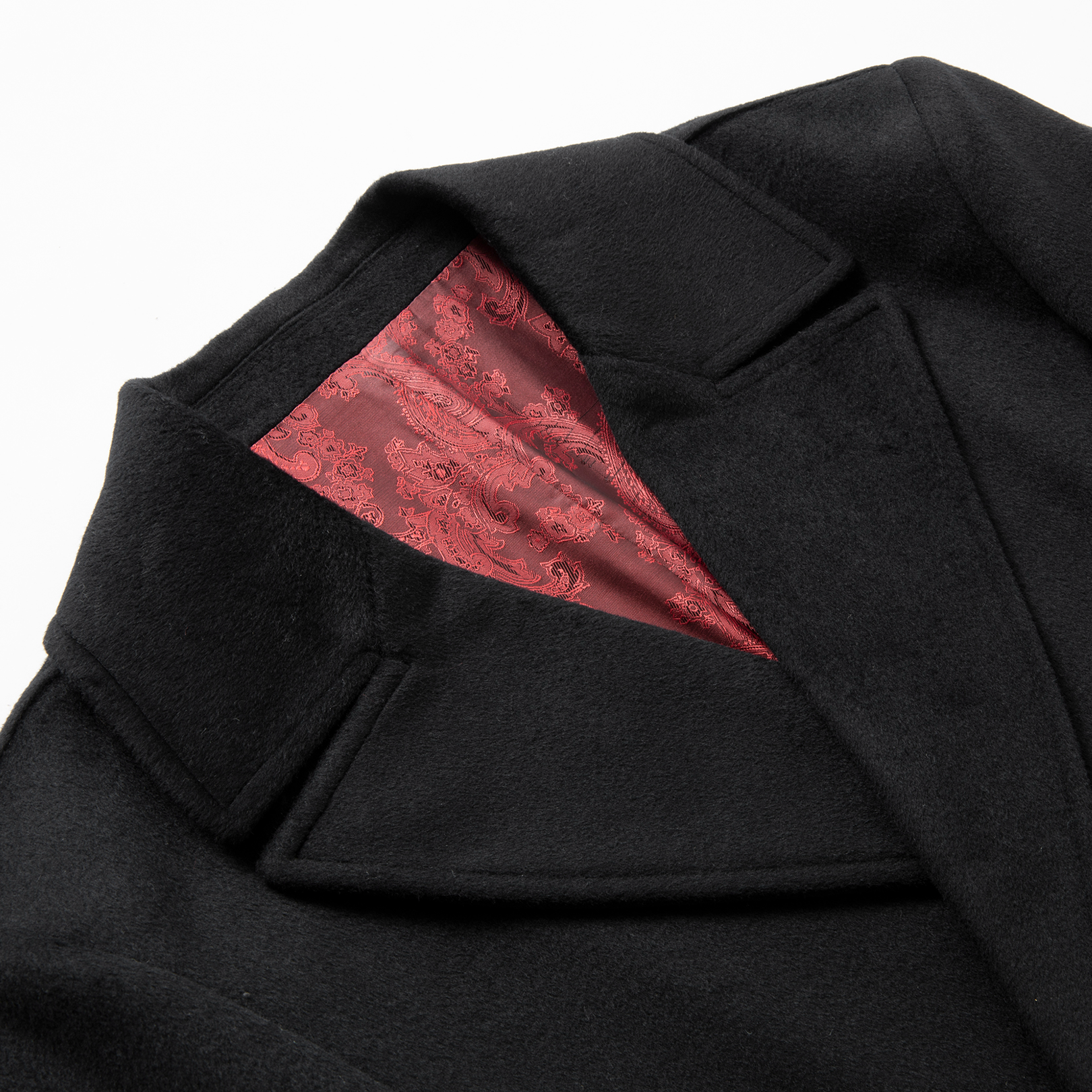Shelby – Manteau long en laine homme, doublure rouge