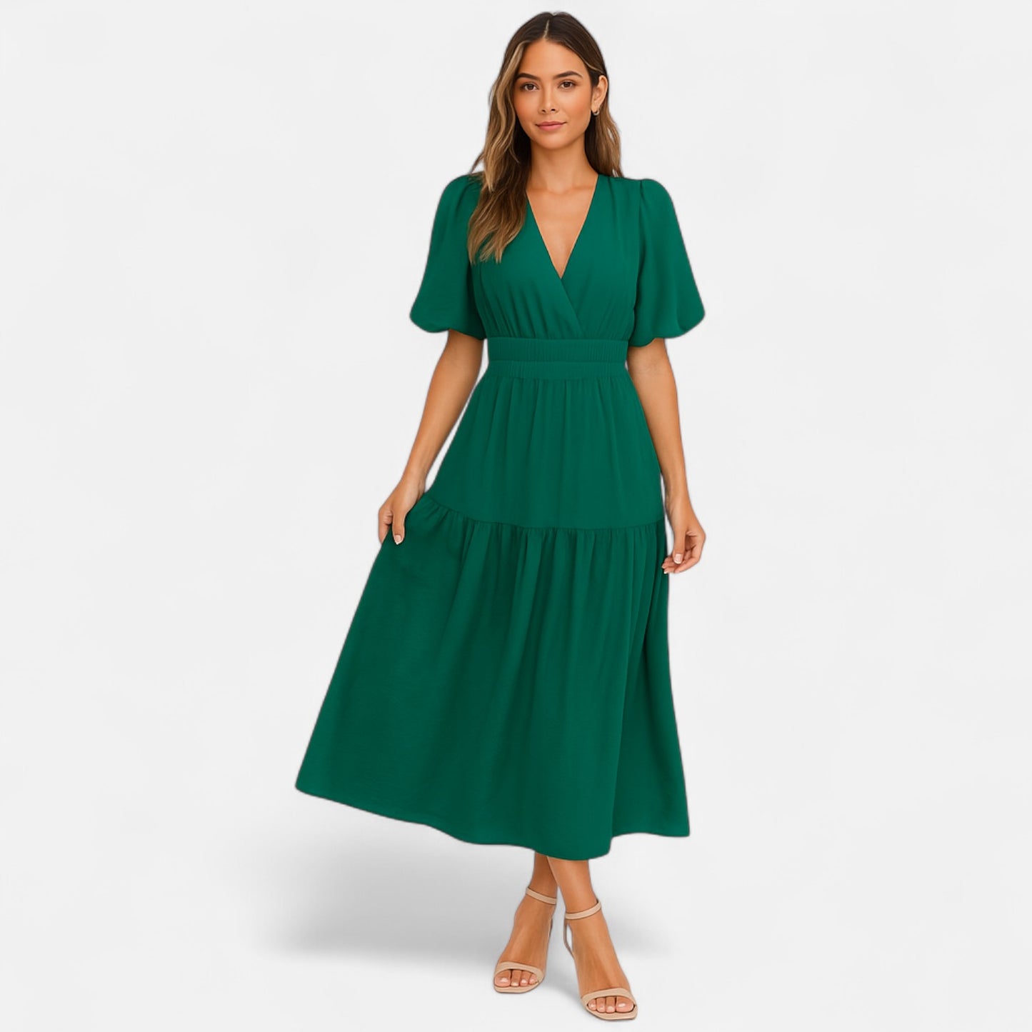 Viventi | Robe Vintage Élégante à Manches Bouffantes pour Femme – Charme Rétro, Détails Volants
