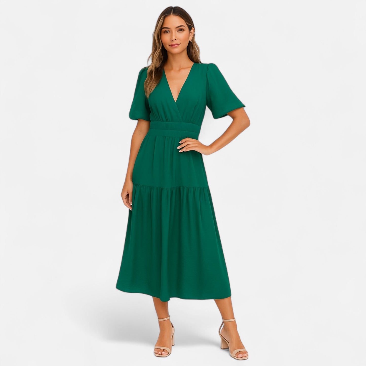 Viventi | Robe Vintage Élégante à Manches Bouffantes pour Femme – Charme Rétro, Détails Volants