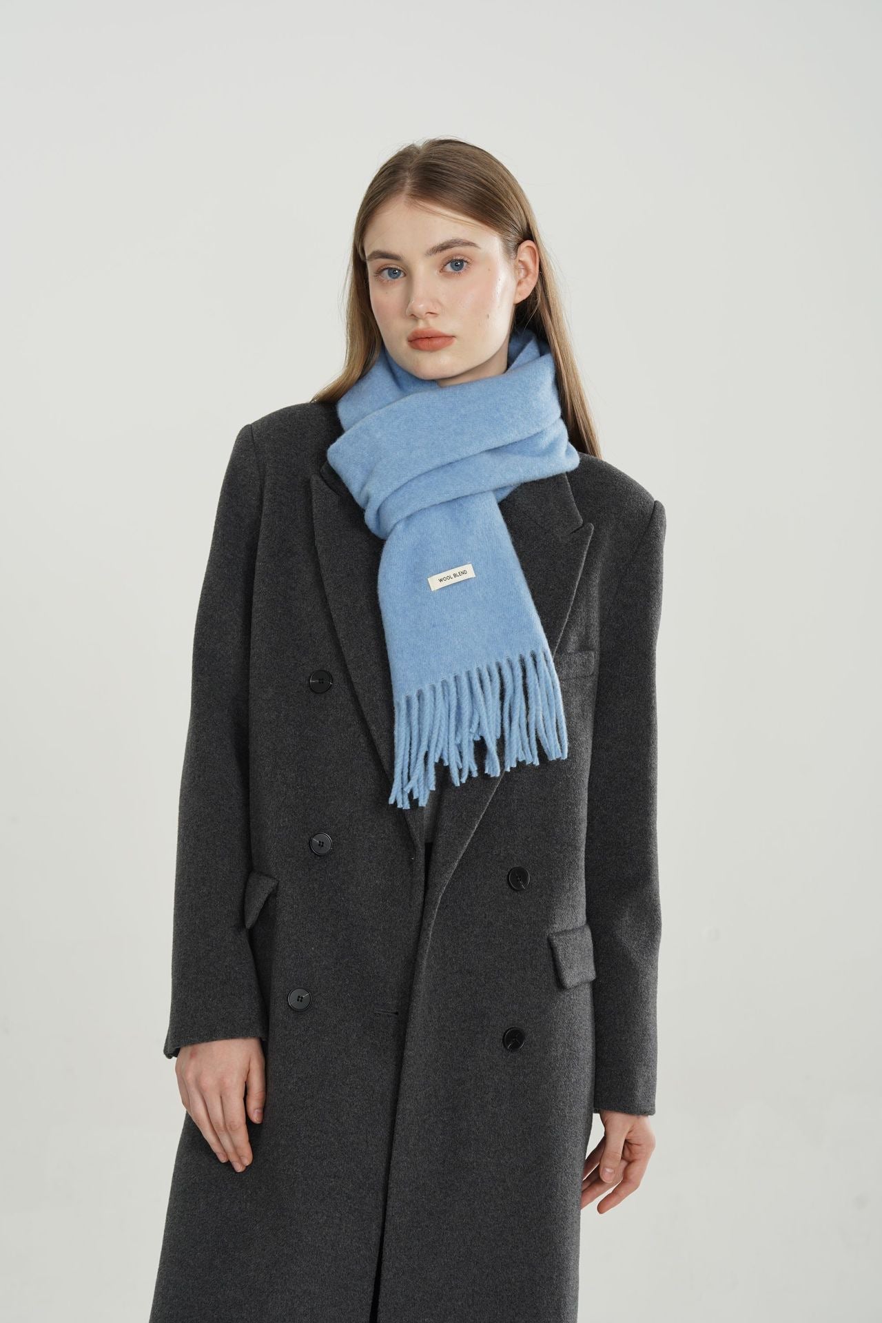 Woven Fringe Wool Blend Scarf