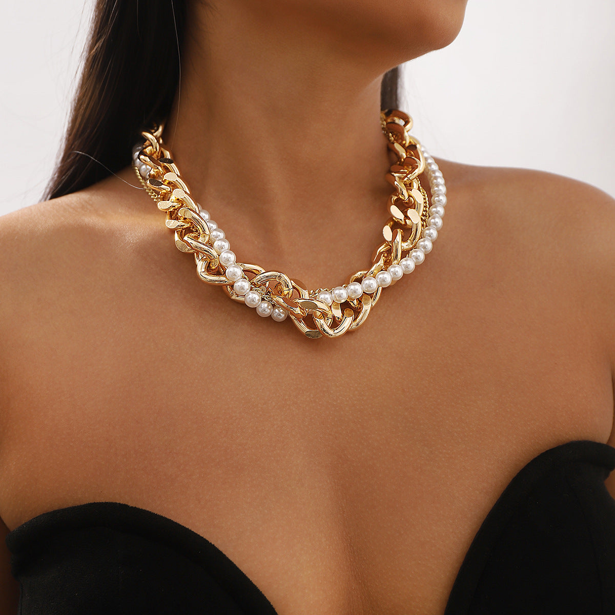 Metal Pearl Stackable NeckLace