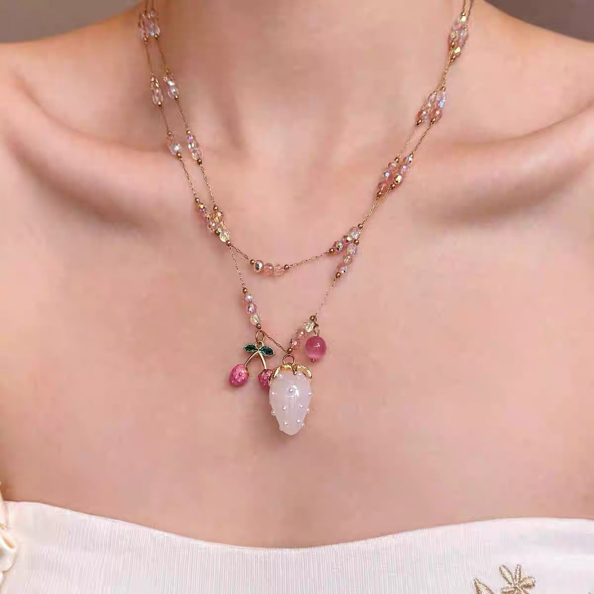Collana Impilabile con Perline Preziose d'Epoca